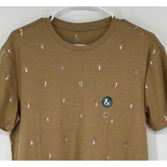 NWT AEROPOSTALE Mushroom Print T-Shirt Men Size M Tan Short Sleeve Crew Neck - Picture 2 of 13